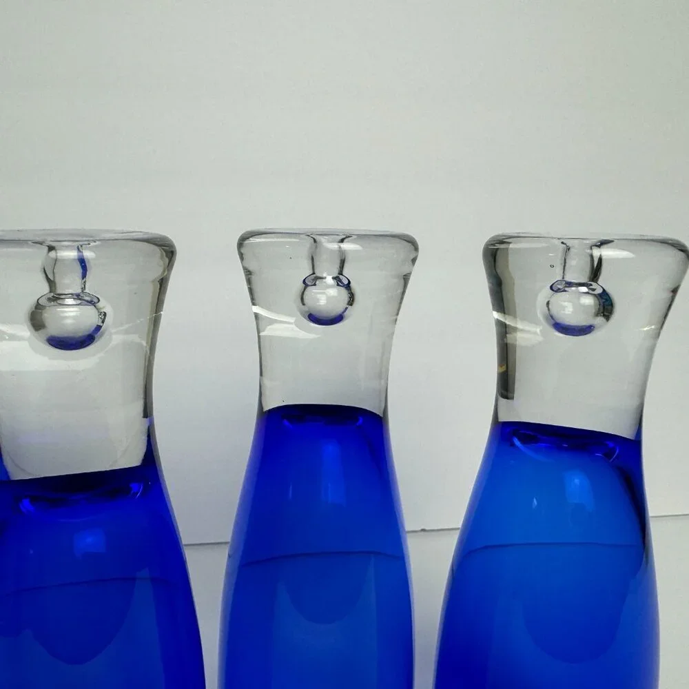 Set of 3 Block Stockholm Cobalt Blue Crystal Glasses with Controlled Bubble 7.5